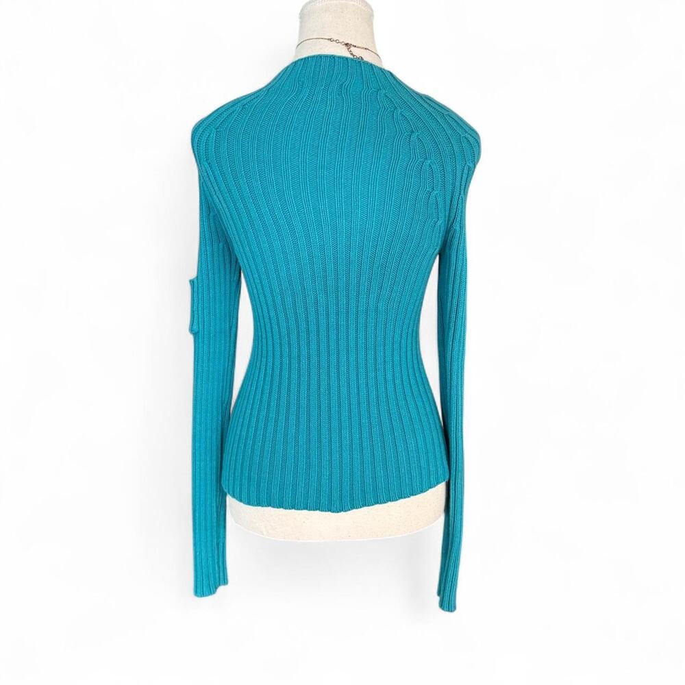 Y2K blue cable knit zip up sweater long sleeve zipper from WET seal Size Small - Picture 2 of 7